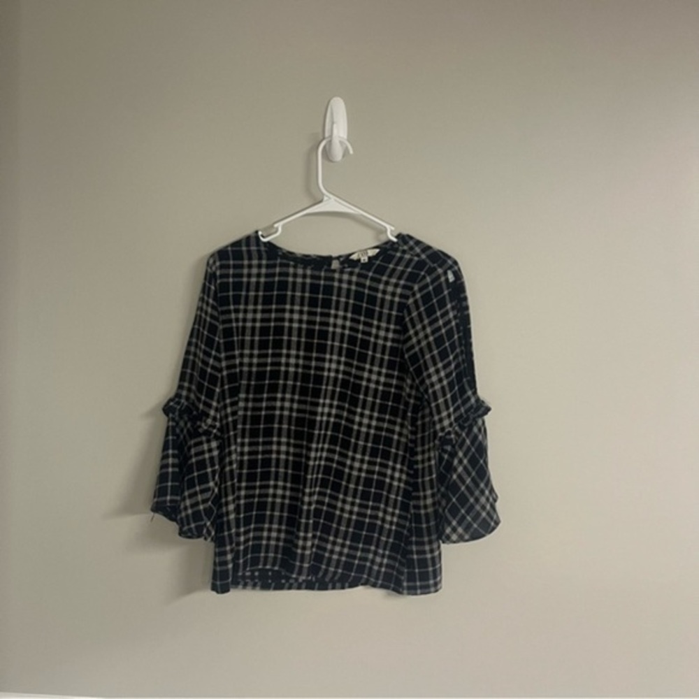 Chic AND Black and White Plaid Blouse Size 12
